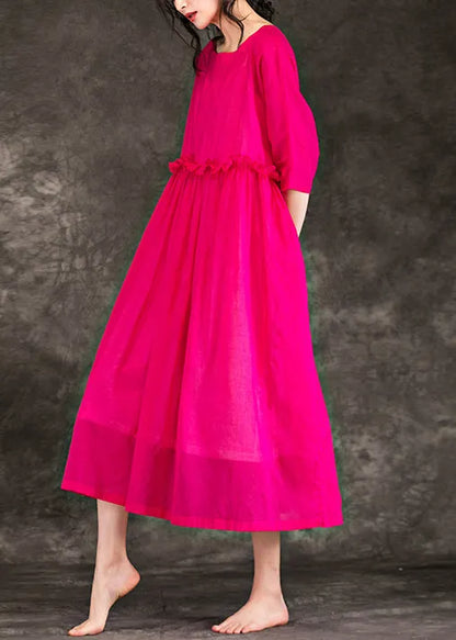 Style o neck patchwork cotton Long boutique Shirts rose Plus Size Clothing Dresses Summer