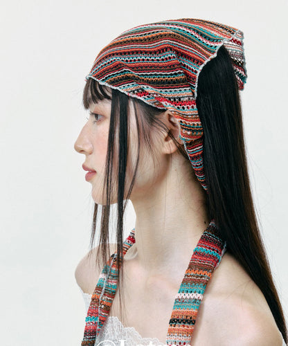 Chic Thin Colored Striped Knitted Hollow Out Head Boonie Hat