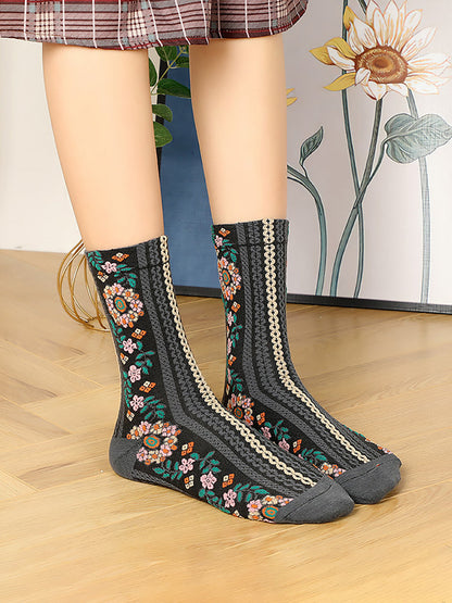 5 Pairs Jaccquard Women Casual Warm Socks