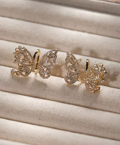 Original Silk Stainless Steel Zircon Butterfly Stud Earrings