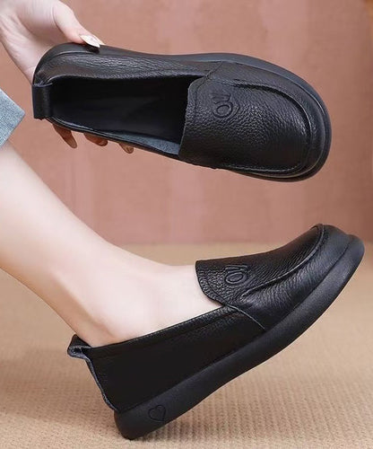 Comfy Loafers For Women Black Cowhide Leather