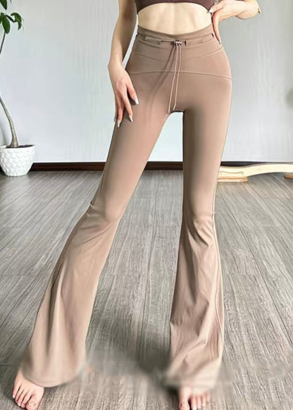 Ignite Brown Tummy Control Drawstring Flare Leggings