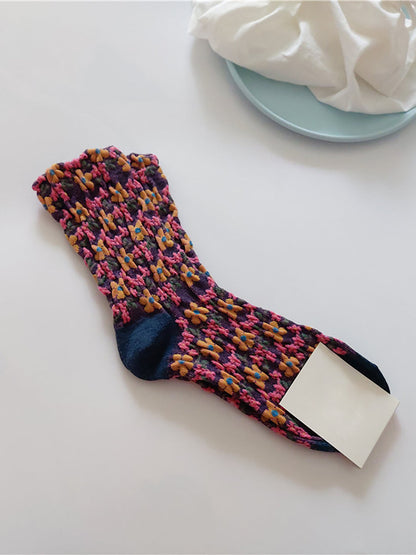 5 Pairs Vintgae Cotton Floral Women Socks