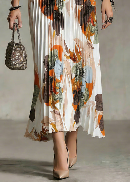 Plus Size White Print Patchwork Maxi Skirt