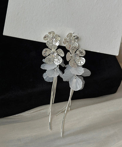 Style Silk Copper Alloy Acrylic Zircon Floral Tassel Drop Earrings
