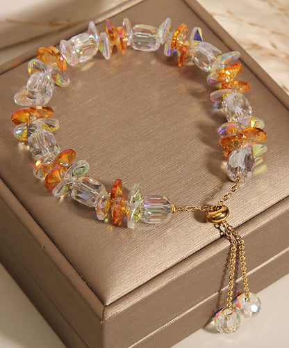 Boutique White Copper Overgild Crystal Beading Charm Bracelet
