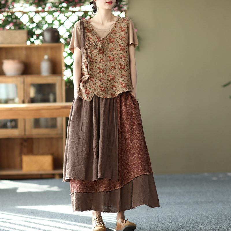 Vintage Heavy Industry Irregular Print Skirt