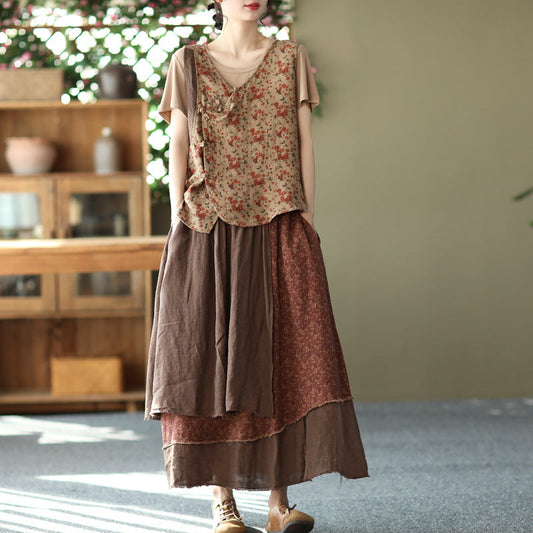 Vintage Heavy Industry Irregular Print Skirt