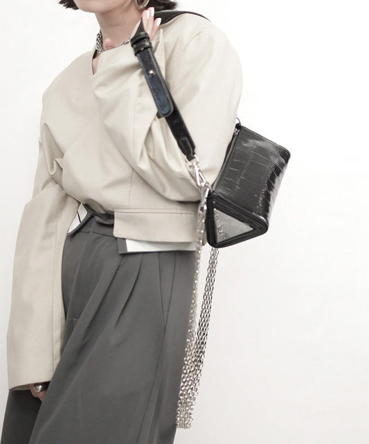 Fine Black Durable Calf Leather Shoulder Bag