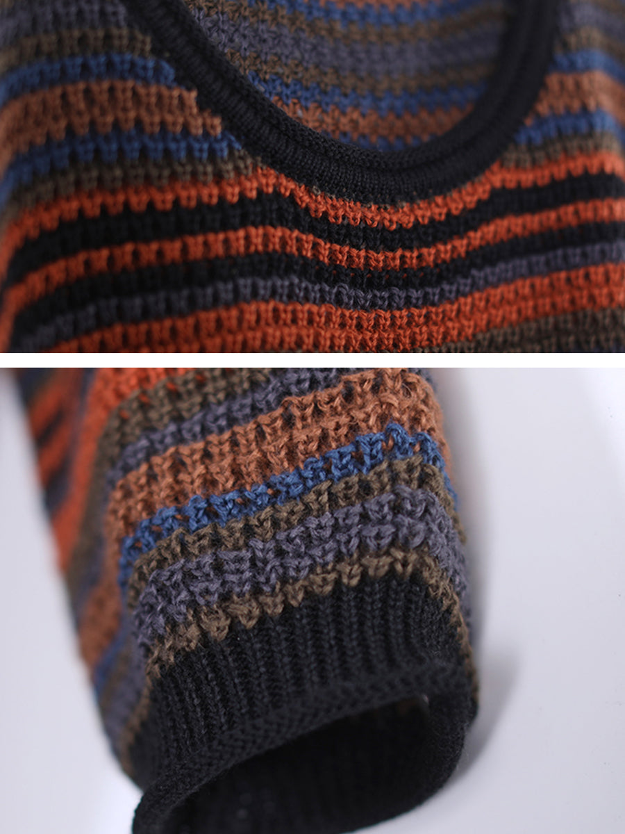 Women Loose Striped Long Sleeve Sweater