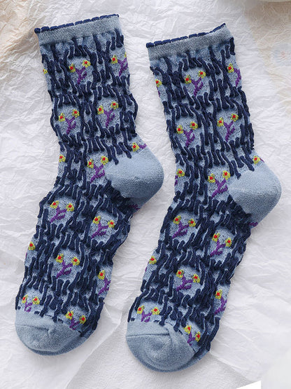 100% Cotton Preppy Style Women Socks 5 Pairs