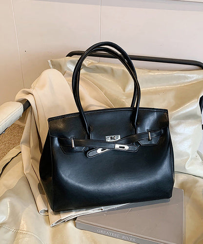 Modern Brown Solid Durable Faux Leather Tote Handbag