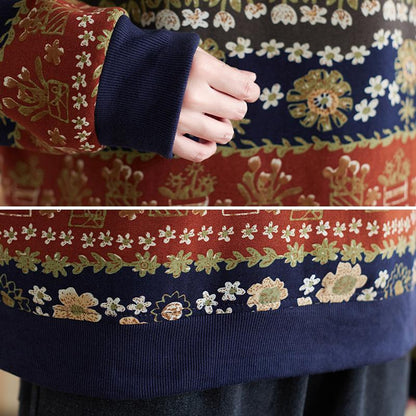 Retro  Autumn Plus Size Cotton Linen Sweater