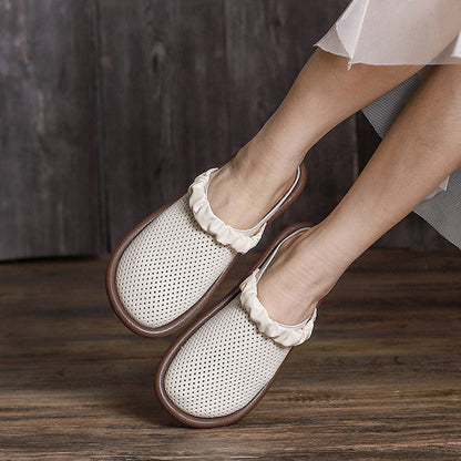 Women Vintage 2022 Hollow Leather Casual Sandals/Slippers