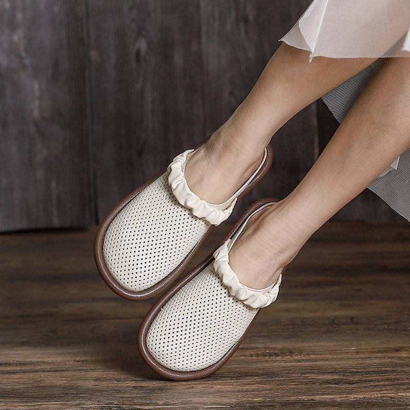 Women Vintage Summer Hollow Leather Casual Sandals/Slippers
