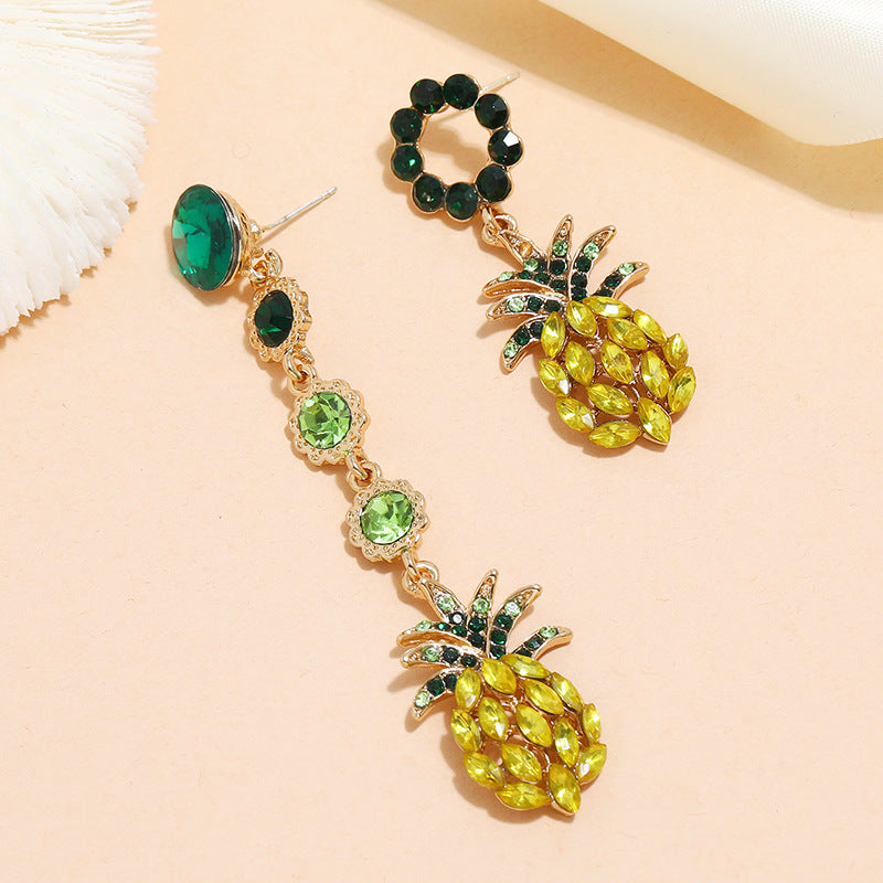 Fashion Statement Pineapple Asymmetric Earrings