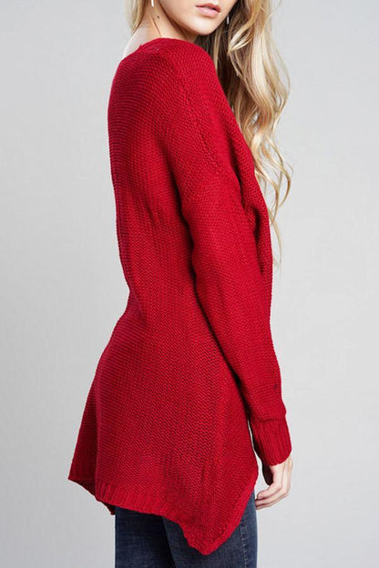 Casual V Neck Front Cross Weekend Sweater