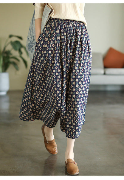 New Retro Elastic Waist Casual Floral Skirt