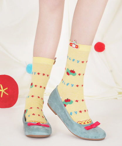 Beautiful Thin Mesh Breathable Cartoon Mid Calf Socks