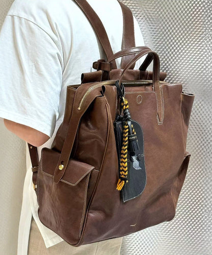 Vintage Brown Large Capacity Leather Versatile Backpack Bag