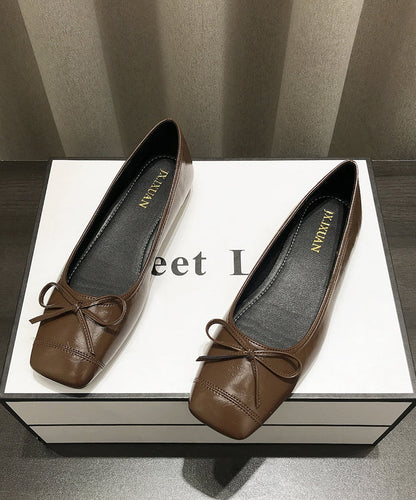 Coffee Faux Leather Women Splicing Bow Penny Loafers