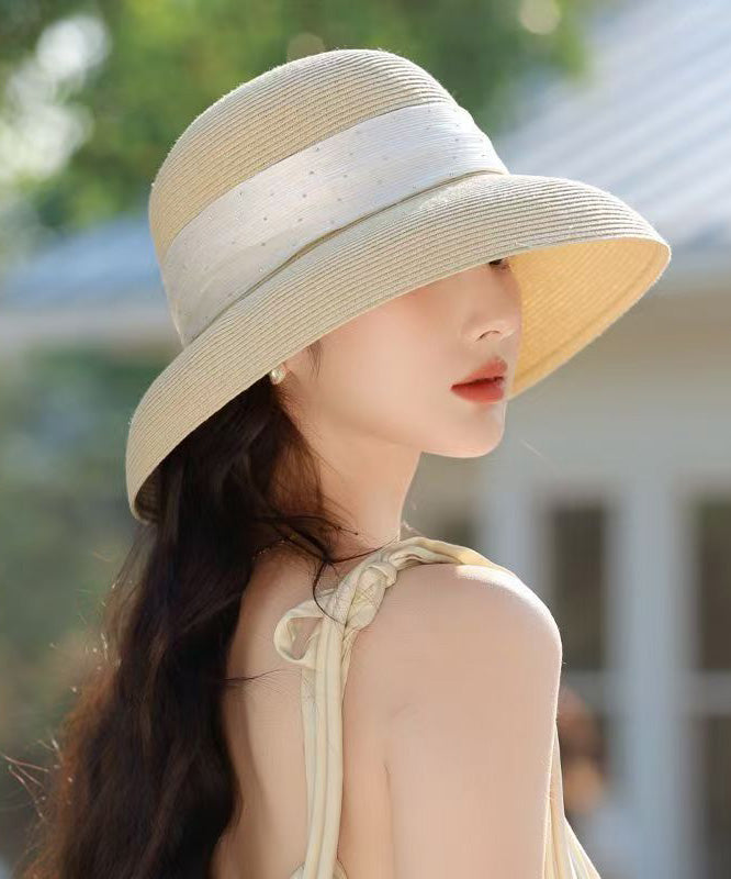 Stylish Beige Breathable Straw Woven Floppy Sun Hat