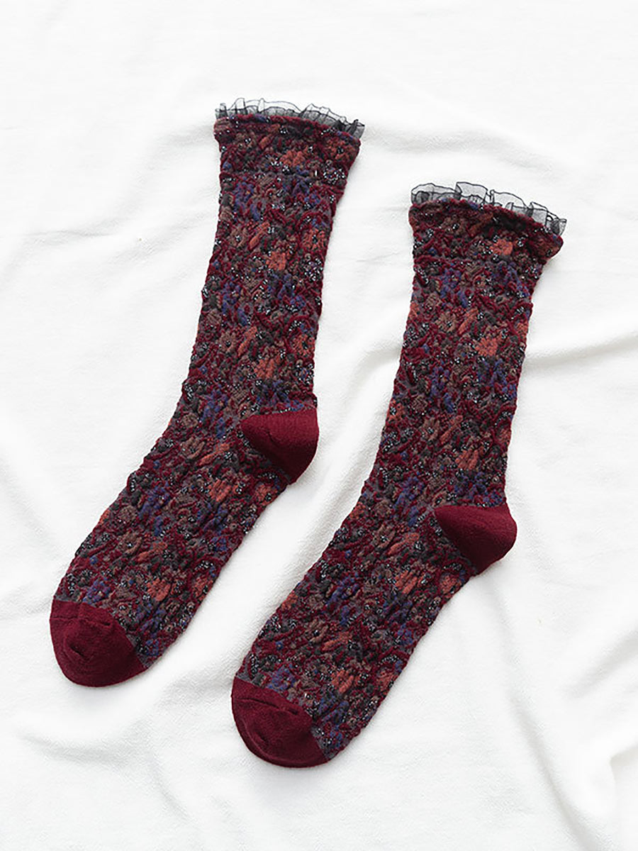 Women Cotton Lolita Style 5 Pairs Socks