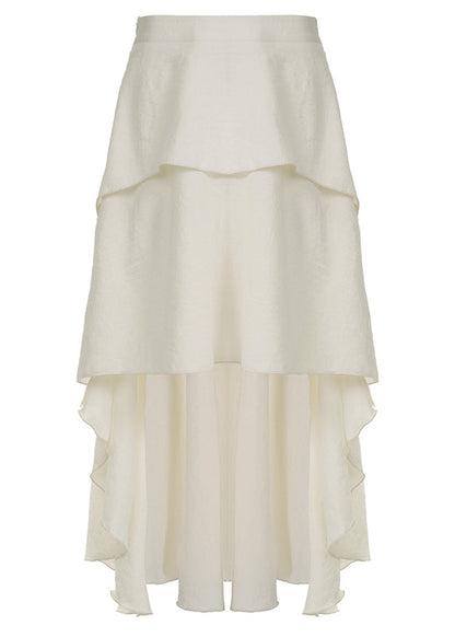 Boho Beige Asymmetrical High Waist Patchwork Cotton Skirts Summer