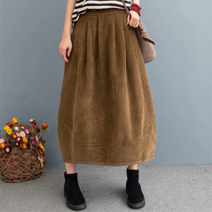 Cozy Autumn Retro Corduroy Casual Loose Skirt