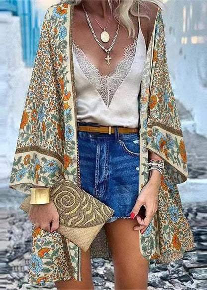 Art Oversized Print Cotton UPF 50+ Beach Cardigans Summer