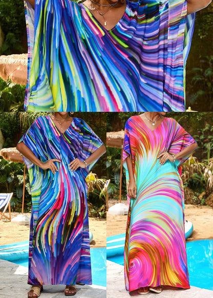 Beautiful Rose Oversized Print Chiffon Dress Summer