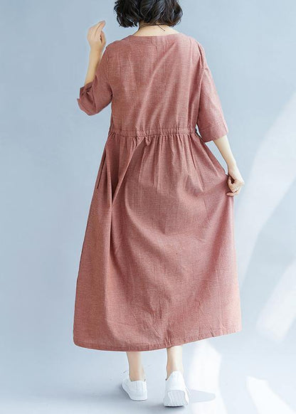 Classy drawstring cotton Tunics Photography red Robe Dresses summer