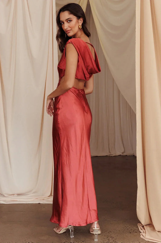 Starlight Sonata Cut-Out Cowl Back Maxi Dress Autumn