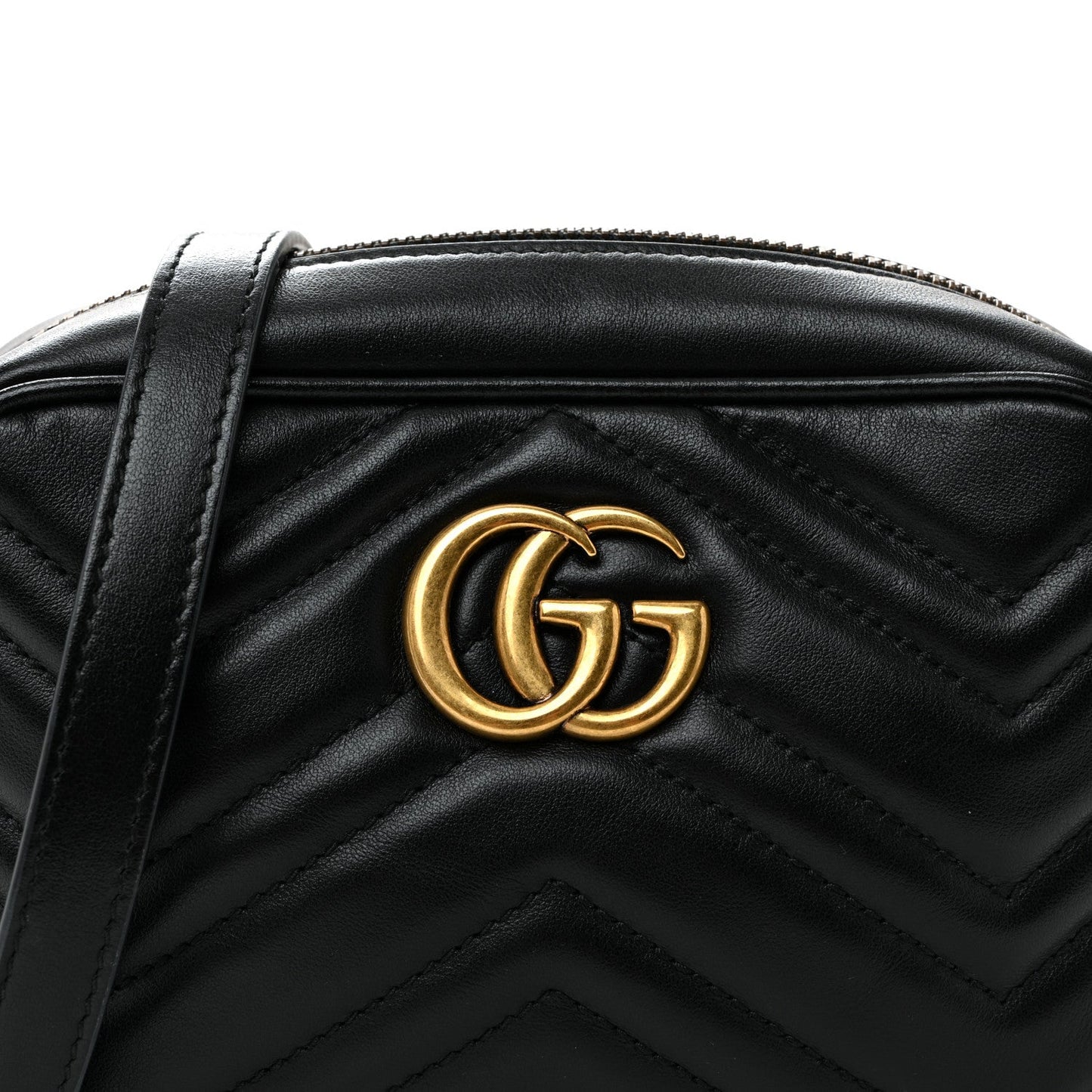 Calfskin Matelasse Mini GG Marmont Chain Shoulder Bag Black