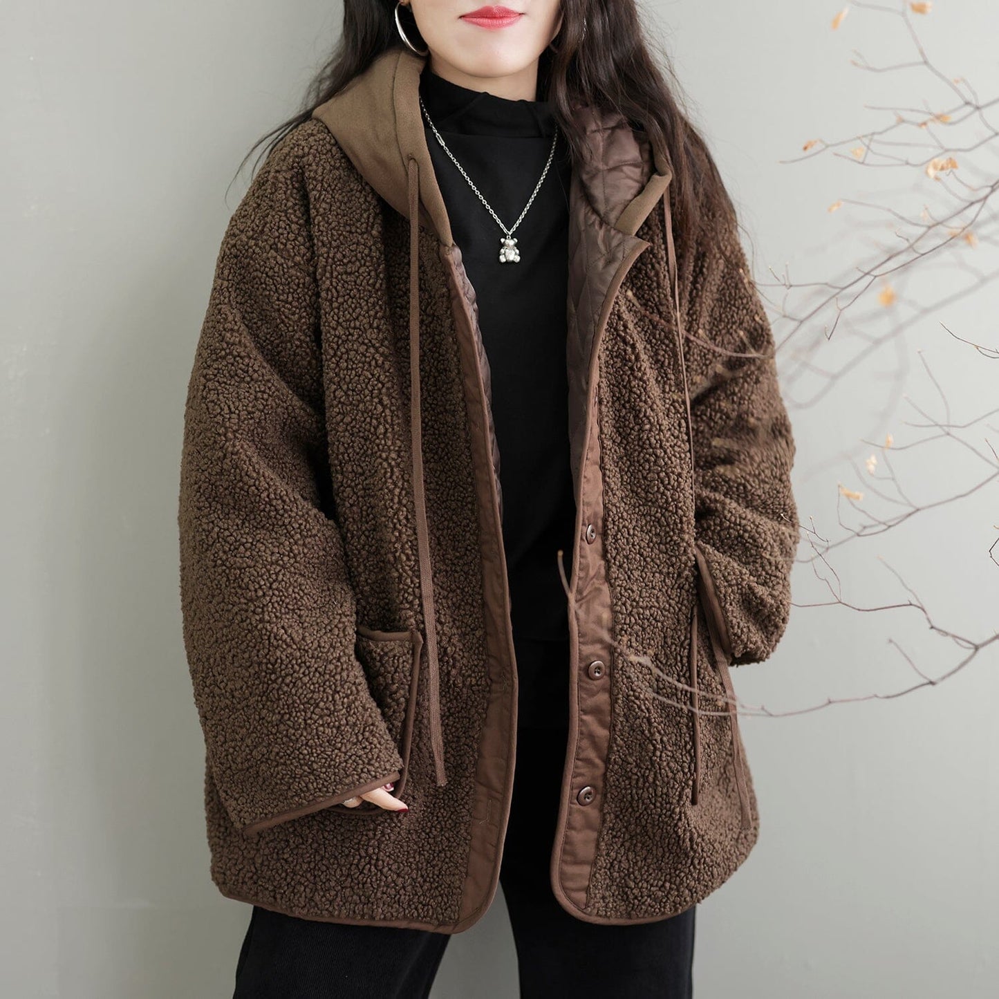 Winter Fleece Patchwork Retro Casual Coat