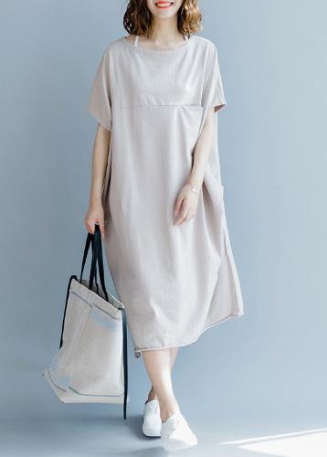 Boho Khaki Short Sleeve Cotton Summer Dresses