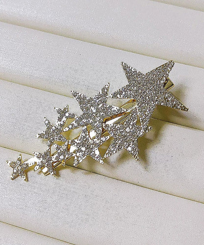 Boutique Silk Copper Zircon Pentagram Hairpin