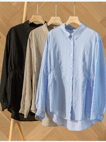 Classic Stripe Long Sleeves Casual Shirt In Solid Color
