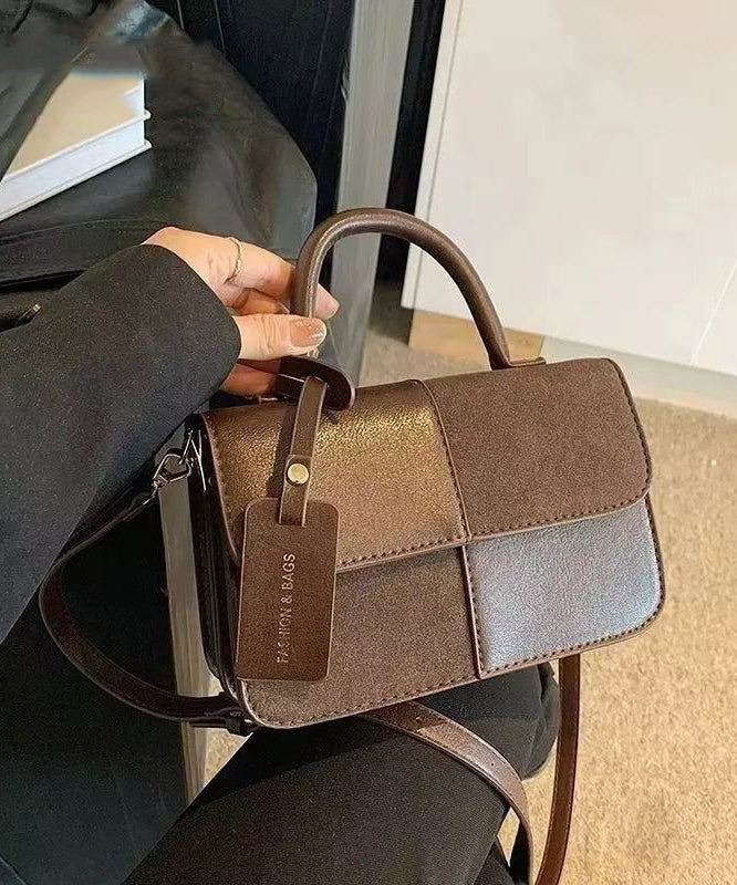 Fashion Brown Solid Durable Patchwork Faux Leather Micro Bag
