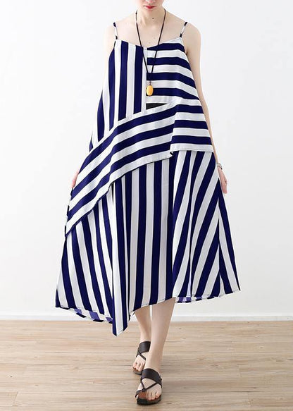 DIY black striped quilting dresses Spaghetti Strap asymmetric Plus Size Dresses