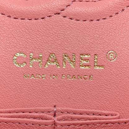 Caviar Chevron Quilted Small Double Flap Pink