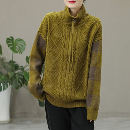 Winter Casual Color Matching Zipper Sweater
