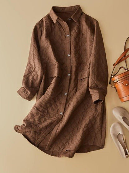 Casual Long Sleeve Single Breasted Vintage Mid-Length Coat In One-Size