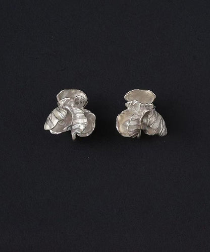 Boutique Silk Sterling Silver Floral Stud Earrings