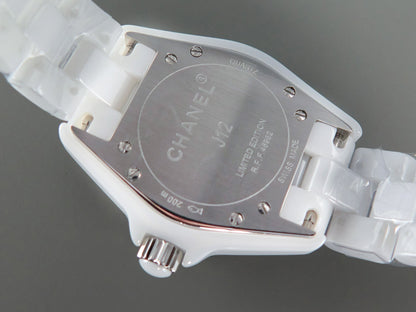 J12 33mm Quartz White Ceramic Diamond Numerals Pink Mop Dial