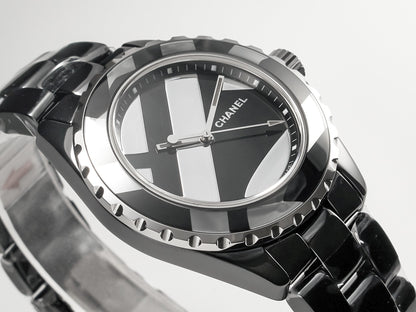 J12 38mm Automatic Limited Untitled H5582 Black Ceramic Black Steel Dial