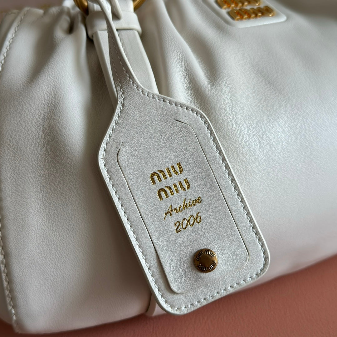 Miu Joie Shoulder Bag White Nappa Leather