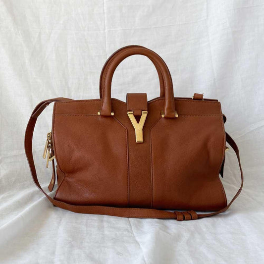 Saint Laurent Brown Leather Small Cabas Chyc Tote